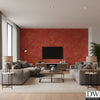 Rishiri Island Tropical Lilly | Architectural Wallcoverings - Living Room Visualization (AI-generated, may not be to scale. Verify pattern scale with product specifications.)
