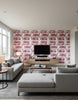 Route 66 Car Wallcovering - Living Room Visualization (AI-generated, may not be to scale. Verify pattern scale with product specifications.)