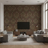 Castlehead Paisley Chestnut |    Ralph Lauren - Living Room Visualization (AI-generated, may not be to scale. Verify pattern scale with product specifications.)