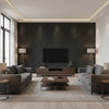 Sado Contemporary Scallop | Architectural Wallcoverings - Living Room Visualization (AI-generated, may not be to scale. Verify pattern scale with product specifications.)