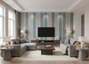 Scalamanca Stripe - Living Room Visualization (AI-generated, may not be to scale. Verify pattern scale with product specifications.)