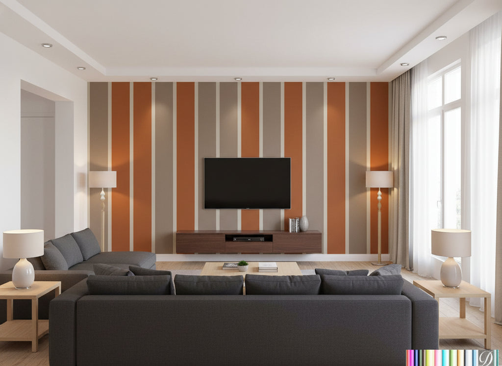 Scalamanca Stripe - Living Room Visualization (AI-generated, may not be to scale. Verify pattern scale with product specifications.)
