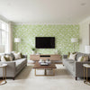 Zimba Lawn | Schumacher Wallcovering - Living Room Visualization (AI-generated, may not be to scale. Verify pattern scale with product specifications.)
