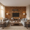 Wellesley Tiger's Eye | Schumacher Wallcovering - Living Room Visualization (AI-generated, may not be to scale. Verify pattern scale with product specifications.)