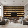 Fair Haven Sapphire | Schumacher Wallcovering - Living Room Visualization (AI-generated, may not be to scale. Verify pattern scale with product specifications.)