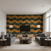 Golden Hill Citrine | Schumacher Wallcovering - Living Room Visualization (AI-generated, may not be to scale. Verify pattern scale with product specifications.)