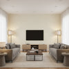 Harbury Trellis Almond | Schumacher Wallcovering - Living Room Visualization (AI-generated, may not be to scale. Verify pattern scale with product specifications.)