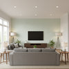 Harbury Trellis Aqua | Schumacher Wallcovering - Living Room Visualization (AI-generated, may not be to scale. Verify pattern scale with product specifications.)