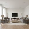 Prescott Diamond Mist | Schumacher Wallcovering - Living Room Visualization (AI-generated, may not be to scale. Verify pattern scale with product specifications.)