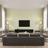 Prescott Diamond Pear | Schumacher Wallcovering - Living Room Visualization (AI-generated, may not be to scale. Verify pattern scale with product specifications.)