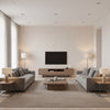 Somerset Strie Moonstone | Schumacher Wallcovering - Living Room Visualization (AI-generated, may not be to scale. Verify pattern scale with product specifications.)