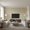 Annabelle Vine Primary | Schumacher Wallcovering - Living Room Visualization (AI-generated, may not be to scale. Verify pattern scale with product specifications.)