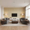 Celano Vine Light Gold | Schumacher Wallcovering - Living Room Visualization (AI-generated, may not be to scale. Verify pattern scale with product specifications.)