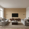 Rajasthan Paisley Jewel | Schumacher Wallcovering - Living Room Visualization (AI-generated, may not be to scale. Verify pattern scale with product specifications.)