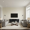 Mosaic Silver | Schumacher Wallcovering - Living Room Visualization (AI-generated, may not be to scale. Verify pattern scale with product specifications.)