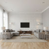 Manor Gate Silver | Schumacher Wallcovering - Living Room Visualization (AI-generated, may not be to scale. Verify pattern scale with product specifications.)