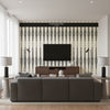 Fern Tree Noir | Schumacher Wallcovering - Living Room Visualization (AI-generated, may not be to scale. Verify pattern scale with product specifications.)