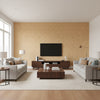 Giraffe Sienna | Schumacher Wallcovering - Living Room Visualization (AI-generated, may not be to scale. Verify pattern scale with product specifications.)