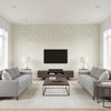 Sarana Vine Water Blue | Schumacher Wallcovering - Living Room Visualization (AI-generated, may not be to scale. Verify pattern scale with product specifications.)