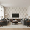 Katara Paisley Oyster | Schumacher Wallcovering - Living Room Visualization (AI-generated, may not be to scale. Verify pattern scale with product specifications.)