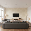 Beaded Damask Alabaster | Schumacher Wallcovering - Living Room Visualization (AI-generated, may not be to scale. Verify pattern scale with product specifications.)