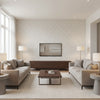 Greek Key Sisal Silver | Schumacher Wallcovering - Living Room Visualization (AI-generated, may not be to scale. Verify pattern scale with product specifications.)