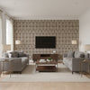 Imperial Trellis Ii Java / Cream | Schumacher Wallcovering - Living Room Visualization (AI-generated, may not be to scale. Verify pattern scale with product specifications.)