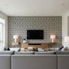 Imperial Trellis Ii Jet | Schumacher Wallcovering - Living Room Visualization (AI-generated, may not be to scale. Verify pattern scale with product specifications.)