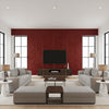 Crocodile Crimson | Schumacher Wallcovering - Living Room Visualization (AI-generated, may not be to scale. Verify pattern scale with product specifications.)