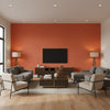 Medina Persimmon | Schumacher Wallcovering - Living Room Visualization (AI-generated, may not be to scale. Verify pattern scale with product specifications.)