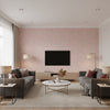Feather Bloom Sisal Fuchsia & Jet | Schumacher Wallcovering - Living Room Visualization (AI-generated, may not be to scale. Verify pattern scale with product specifications.)
