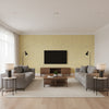 Feather Bloom Sisal Sun & Fog | Schumacher Wallcovering - Living Room Visualization (AI-generated, may not be to scale. Verify pattern scale with product specifications.)