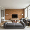 Flame Sisal Zippity Doo Dah | Schumacher Wallcovering - Living Room Visualization (AI-generated, may not be to scale. Verify pattern scale with product specifications.)