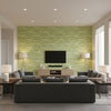 Ripple Sisal Grass | Schumacher Wallcovering - Living Room Visualization (AI-generated, may not be to scale. Verify pattern scale with product specifications.)