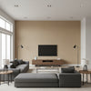 Colton Chevron Natural / Silver | Schumacher Fabric - Living Room Visualization (AI-generated, may not be to scale. Verify pattern scale with product specifications.)