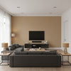 Colton Chevron Natural / Bronze | Schumacher Wallcovering - Living Room Visualization (AI-generated, may not be to scale. Verify pattern scale with product specifications.)
