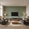 Zen Bamboo Jade | Schumacher Wallcovering - Living Room Visualization (AI-generated, may not be to scale. Verify pattern scale with product specifications.)