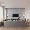 Bosphorus Border Peacock | Schumacher Wallcovering - Living Room Visualization (AI-generated, may not be to scale. Verify pattern scale with product specifications.)