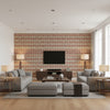 Bosphorus Border Pomegranate | Schumacher Wallcovering - Living Room Visualization (AI-generated, may not be to scale. Verify pattern scale with product specifications.)