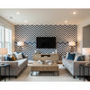 Fez Lapis | Schumacher Wallcovering - Living Room Visualization (AI-generated, may not be to scale. Verify pattern scale with product specifications.)