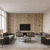 Zebra Palm Java | Schumacher Wallcovering - Living Room Visualization (AI-generated, may not be to scale. Verify pattern scale with product specifications.)
