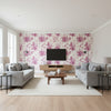 Chinois Peony | Schumacher Wallcovering - Living Room Visualization (AI-generated, may not be to scale. Verify pattern scale with product specifications.)
