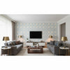 Garden Of Persia Mineral | Schumacher Wallcovering - Living Room Visualization (AI-generated, may not be to scale. Verify pattern scale with product specifications.)