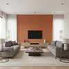 Ostrich Ginger | Schumacher Wallcovering - Living Room Visualization (AI-generated, may not be to scale. Verify pattern scale with product specifications.)
