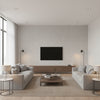 Whirlpool Mist | Schumacher Wallcovering - Living Room Visualization (AI-generated, may not be to scale. Verify pattern scale with product specifications.)