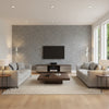 Whirlpool Mercury | Schumacher Wallcovering - Living Room Visualization (AI-generated, may not be to scale. Verify pattern scale with product specifications.)