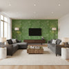Blommen Leaf | Schumacher Wallcovering - Living Room Visualization (AI-generated, may not be to scale. Verify pattern scale with product specifications.)