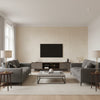 Featherfest Natural | Schumacher Wallcovering - Living Room Visualization (AI-generated, may not be to scale. Verify pattern scale with product specifications.)