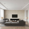 Drizzle Natural | Schumacher Wallcovering - Living Room Visualization (AI-generated, may not be to scale. Verify pattern scale with product specifications.)