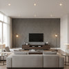 Bark Slate | Schumacher Wallcovering - Living Room Visualization (AI-generated, may not be to scale. Verify pattern scale with product specifications.)
